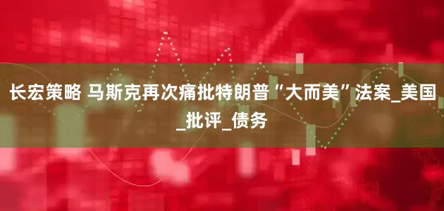 长宏策略 马斯克再次痛批特朗普“大而美”法案_美国_批评_债务